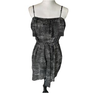 GLAM Dress Tunic Belted Ruffle Sleeveless Black/White Women's Size Medium Summer